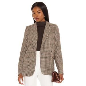 ASTR the Label REVOLVE Harlow Blazer Brown Plaid Wool Blend XS Houndstooth